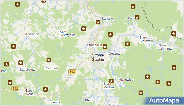mapa Stronie Śląskie powiat kłodzki, Stronie Śląskie powiat kłodzki na mapie Targeo