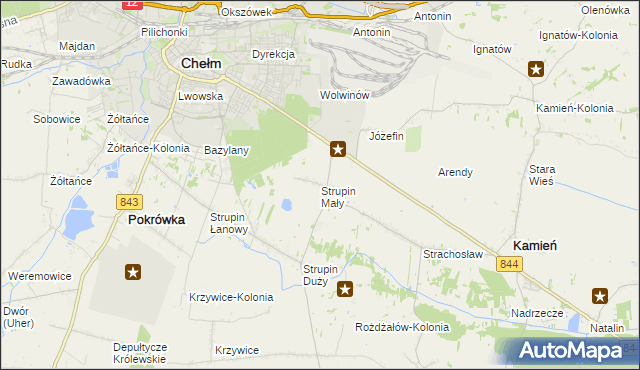 mapa Strupin Mały, Strupin Mały na mapie Targeo
