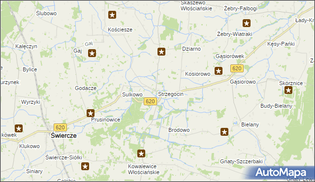 mapa Strzegocin gmina Świercze, Strzegocin gmina Świercze na mapie Targeo
