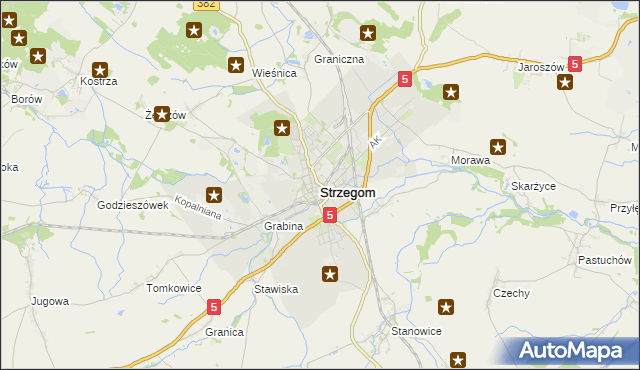 mapa Strzegom powiat świdnicki, Strzegom powiat świdnicki na mapie Targeo