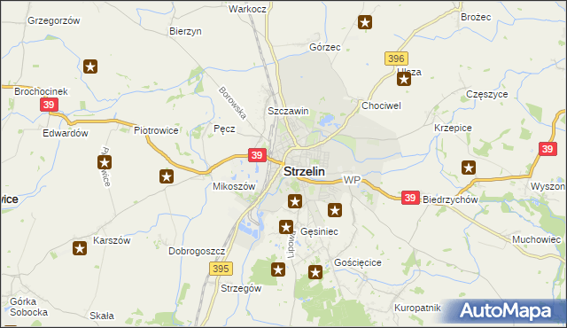 mapa Strzelin, Strzelin na mapie Targeo