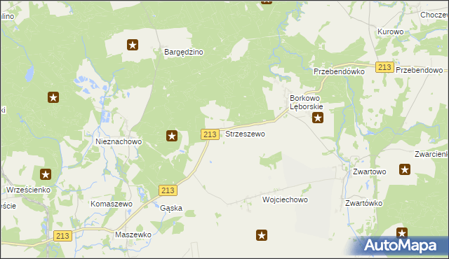 mapa Strzeszewo gmina Wicko, Strzeszewo gmina Wicko na mapie Targeo