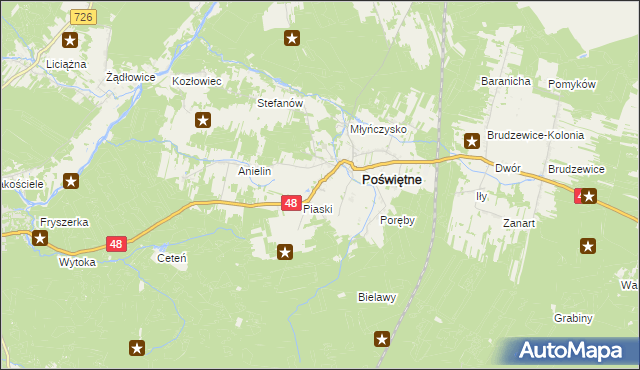 mapa Studzianna gmina Poświętne, Studzianna gmina Poświętne na mapie Targeo