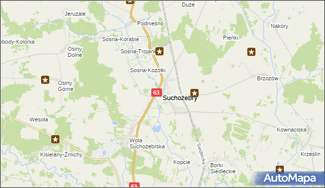 mapa Suchożebry, Suchożebry na mapie Targeo