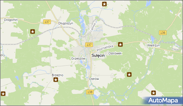 mapa Sulęcin, Sulęcin na mapie Targeo