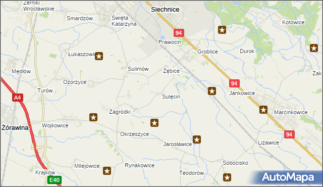 mapa Sulęcin gmina Siechnice, Sulęcin gmina Siechnice na mapie Targeo