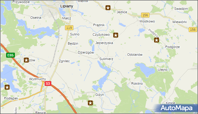 mapa Sulimierz gmina Myślibórz, Sulimierz gmina Myślibórz na mapie Targeo