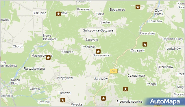 mapa Suliszowice, Suliszowice na mapie Targeo
