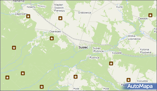 mapa Susiec, Susiec na mapie Targeo