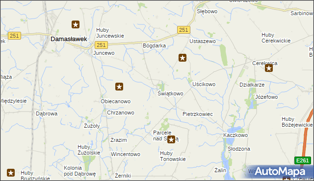 mapa Świątkowo gmina Janowiec Wielkopolski, Świątkowo gmina Janowiec Wielkopolski na mapie Targeo
