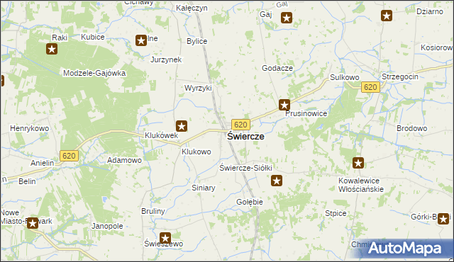 mapa Świercze powiat pułtuski, Świercze powiat pułtuski na mapie Targeo