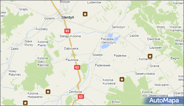 mapa Szwejki gmina Sterdyń, Szwejki gmina Sterdyń na mapie Targeo