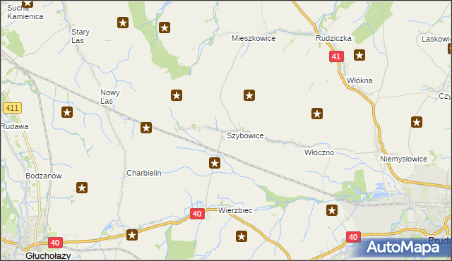 mapa Szybowice, Szybowice na mapie Targeo