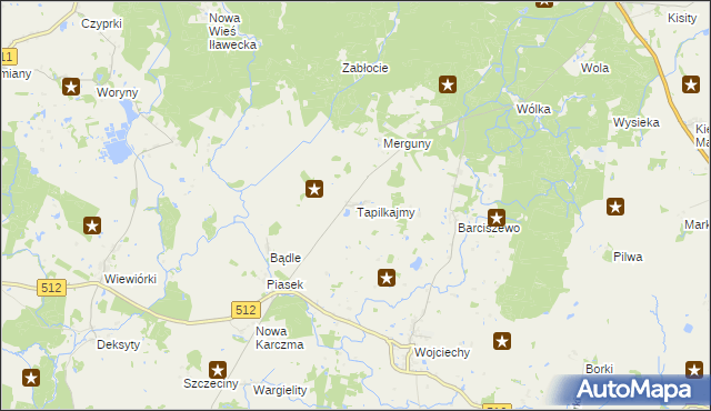 mapa Tapilkajmy, Tapilkajmy na mapie Targeo