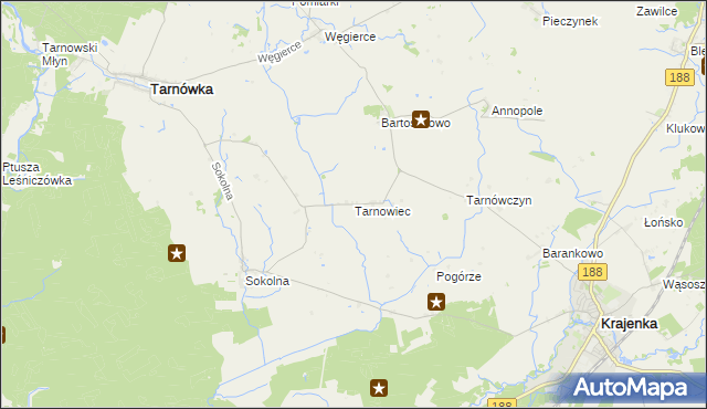 mapa Tarnowiec gmina Tarnówka, Tarnowiec gmina Tarnówka na mapie Targeo