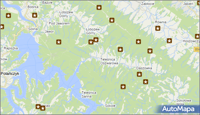 mapa Teleśnica Oszwarowa, Teleśnica Oszwarowa na mapie Targeo