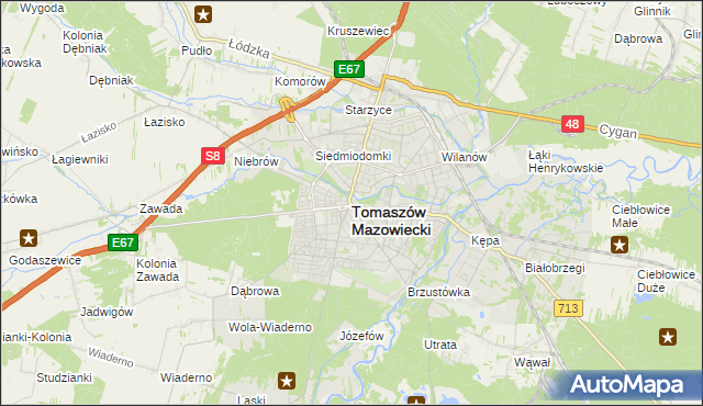 mapa Tomaszów Mazowiecki, Tomaszów Mazowiecki na mapie Targeo