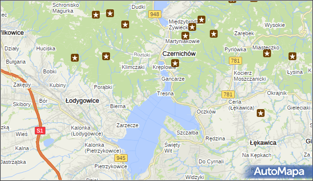 mapa Tresna, Tresna na mapie Targeo