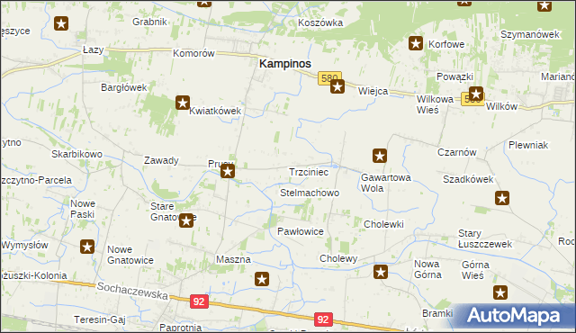 mapa Trzciniec gmina Leszno, Trzciniec gmina Leszno na mapie Targeo