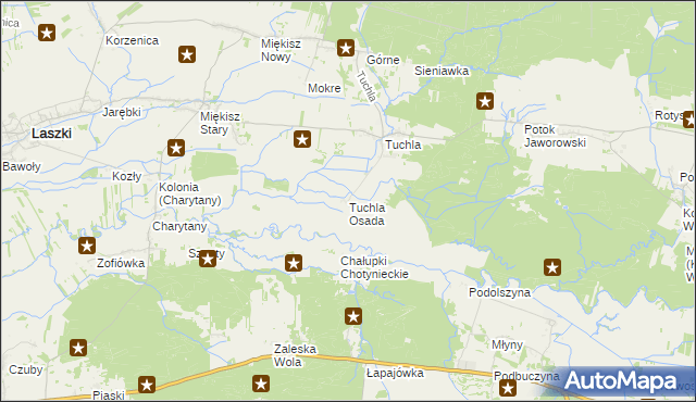 mapa Tuchla Osada, Tuchla Osada na mapie Targeo