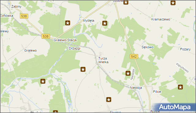 mapa Turza Wielka gmina Działdowo, Turza Wielka gmina Działdowo na mapie Targeo