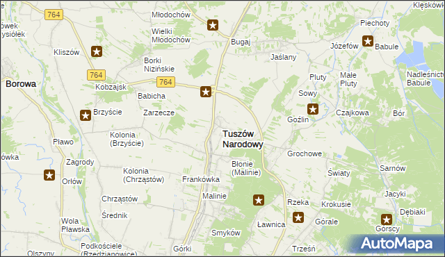 mapa Tuszów Narodowy, Tuszów Narodowy na mapie Targeo