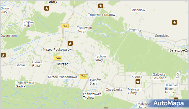 mapa Tychów Nowy, Tychów Nowy na mapie Targeo