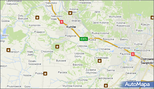 mapa Udziców, Udziców na mapie Targeo