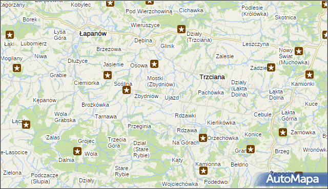 mapa Ujazd gmina Trzciana, Ujazd gmina Trzciana na mapie Targeo