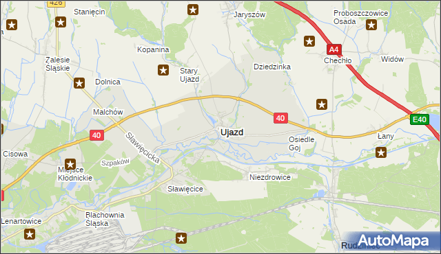 mapa Ujazd powiat strzelecki, Ujazd powiat strzelecki na mapie Targeo