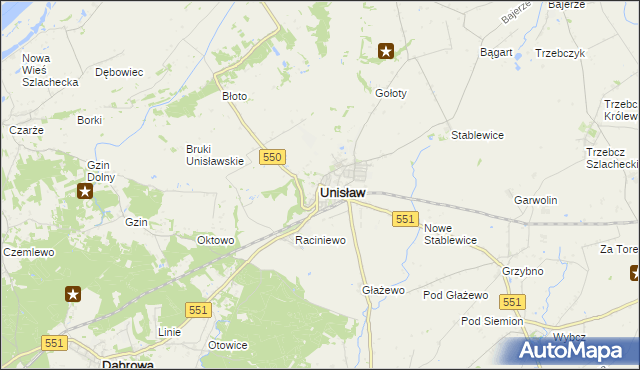 mapa Unisław powiat chełmiński, Unisław powiat chełmiński na mapie Targeo