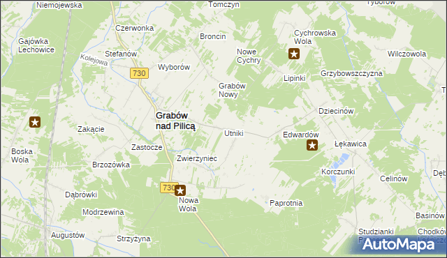 mapa Utniki, Utniki na mapie Targeo