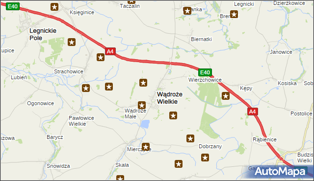 mapa Wądroże Wielkie, Wądroże Wielkie na mapie Targeo