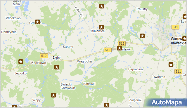 mapa Wągniki gmina Górowo Iławeckie, Wągniki gmina Górowo Iławeckie na mapie Targeo