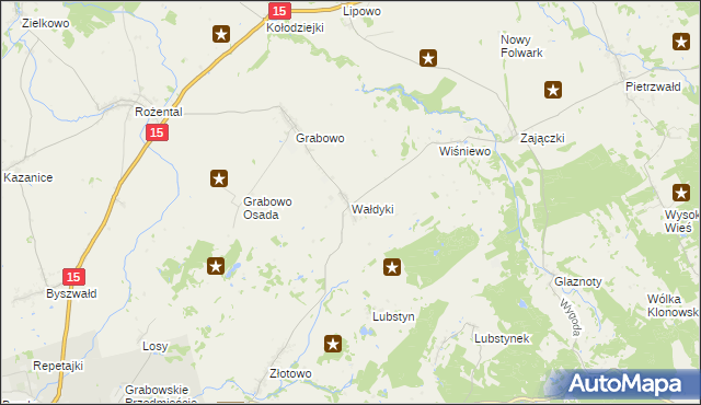 mapa Wałdyki, Wałdyki na mapie Targeo