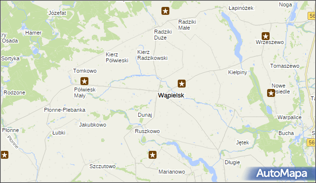 mapa Wąpielsk, Wąpielsk na mapie Targeo