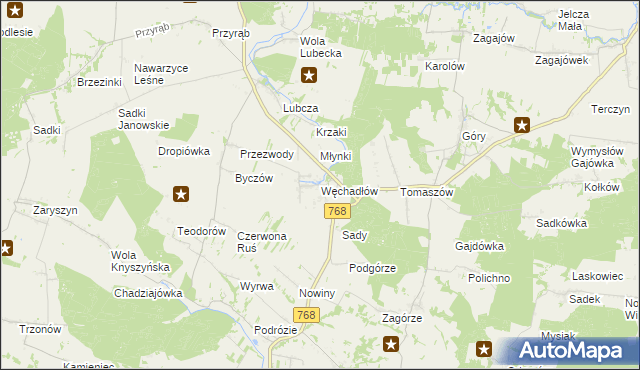 mapa Węchadłów, Węchadłów na mapie Targeo