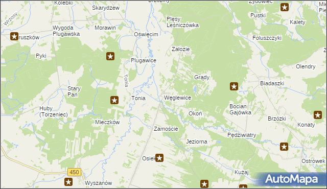 mapa Węglewice gmina Galewice, Węglewice gmina Galewice na mapie Targeo