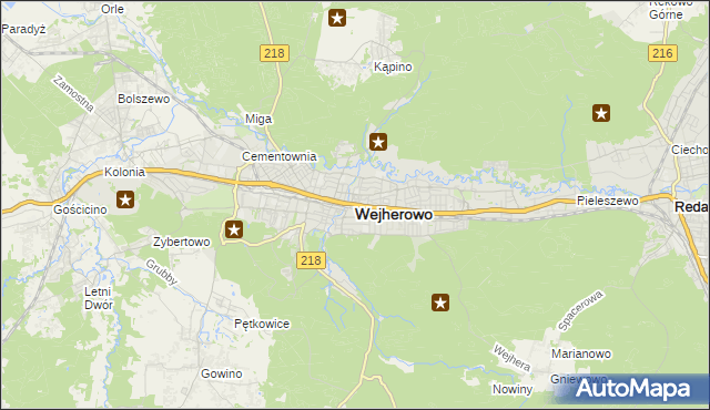mapa Wejherowo, Wejherowo na mapie Targeo