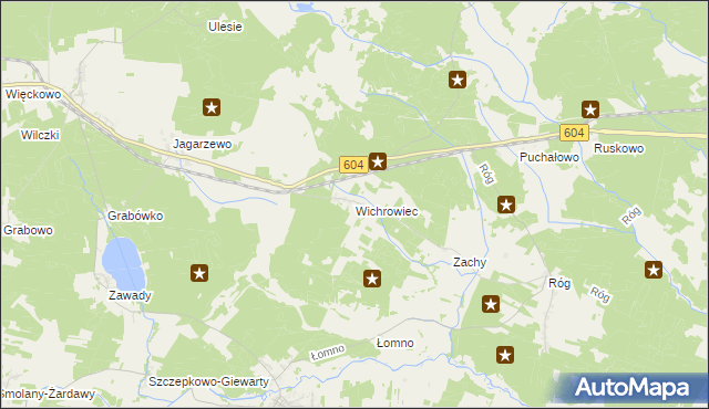 mapa Wichrowiec gmina Janowo, Wichrowiec gmina Janowo na mapie Targeo
