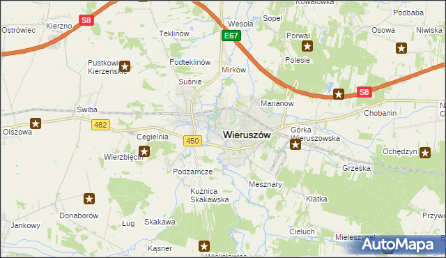 mapa Wieruszów, Wieruszów na mapie Targeo