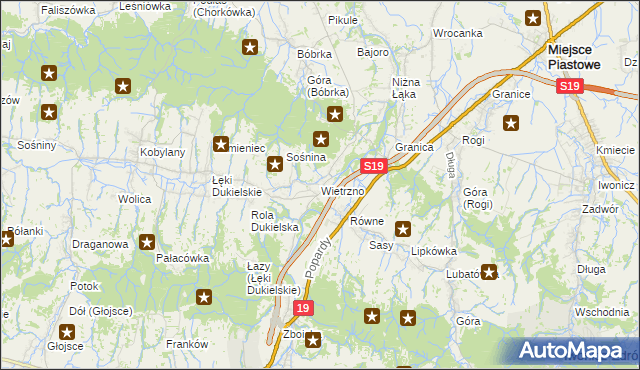 mapa Wietrzno gmina Dukla, Wietrzno gmina Dukla na mapie Targeo