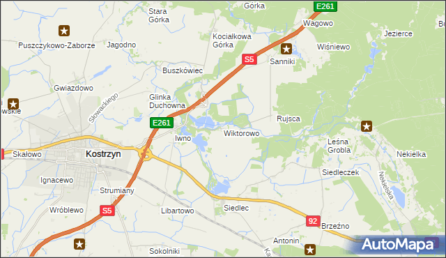 mapa Wiktorowo gmina Kostrzyn, Wiktorowo gmina Kostrzyn na mapie Targeo