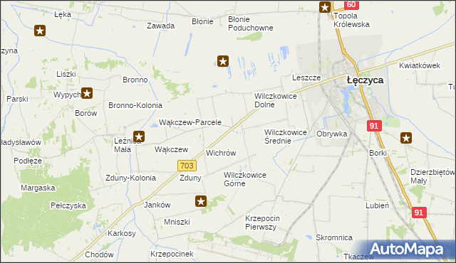 mapa Wilczkowice nad Szosą, Wilczkowice nad Szosą na mapie Targeo