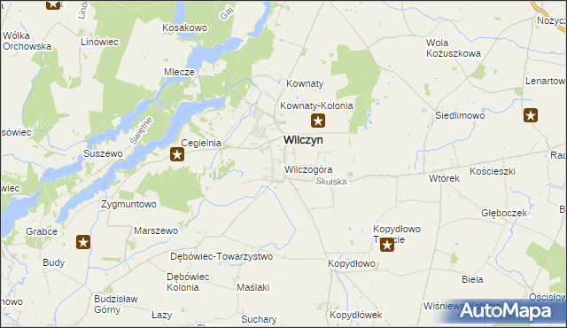 mapa Wilczogóra gmina Wilczyn, Wilczogóra gmina Wilczyn na mapie Targeo