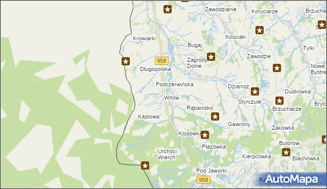mapa Witów gmina Kościelisko, Witów gmina Kościelisko na mapie Targeo