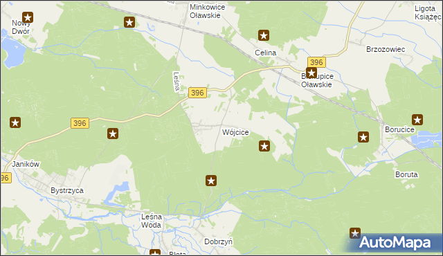 mapa Wójcice gmina Jelcz-Laskowice, Wójcice gmina Jelcz-Laskowice na mapie Targeo