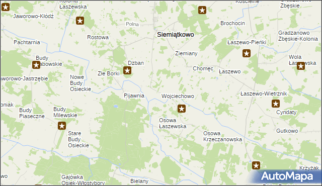 mapa Wojciechowo gmina Siemiątkowo, Wojciechowo gmina Siemiątkowo na mapie Targeo