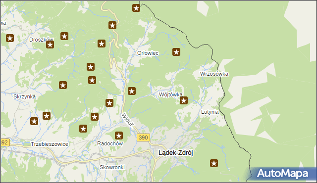 mapa Wójtówka gmina Lądek-Zdrój, Wójtówka gmina Lądek-Zdrój na mapie Targeo