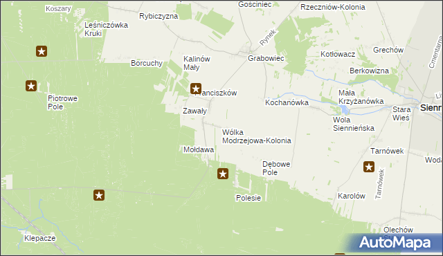 mapa Wólka Modrzejowa-Kolonia, Wólka Modrzejowa-Kolonia na mapie Targeo